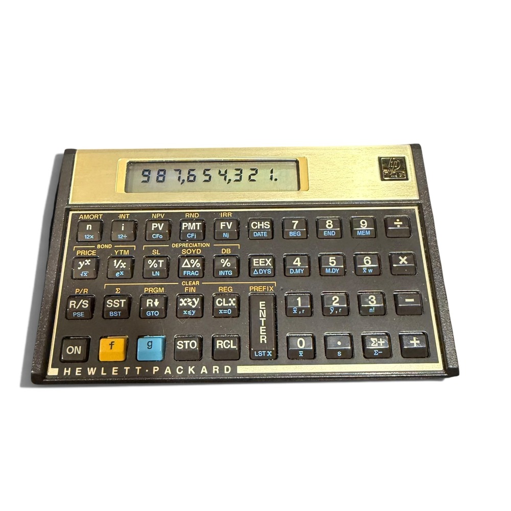 Vintage HP 12C Financial Calculator Gold Edition RPN Business with Case